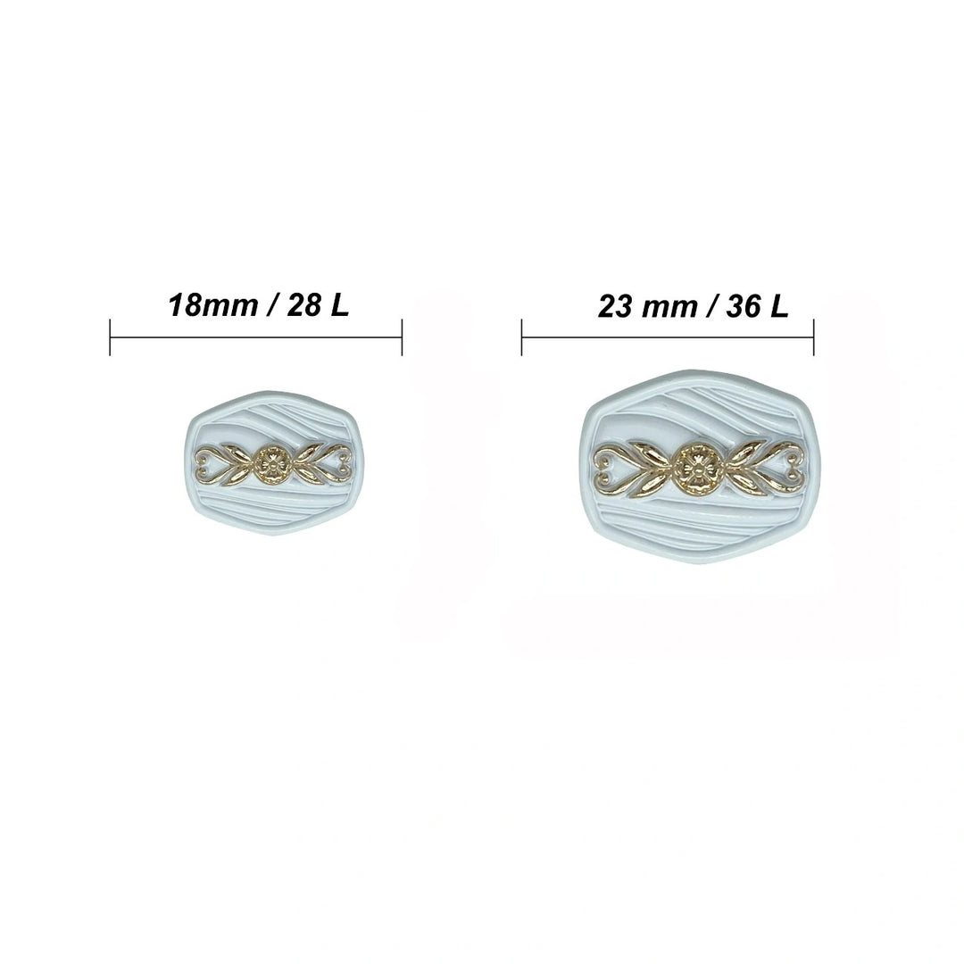 Oval Designer Metal Button with Floral Motif | 18mm(28L) & 23mm(36L)