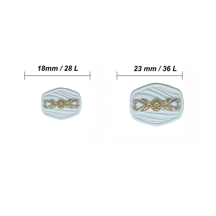 Oval Designer Metal Button with Floral Motif | 18mm(28L) & 23mm(36L)