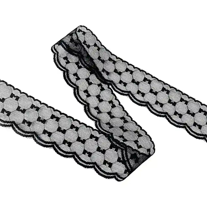 Black Geometric Scalloped Lace | 5 Meters | SKU-B54