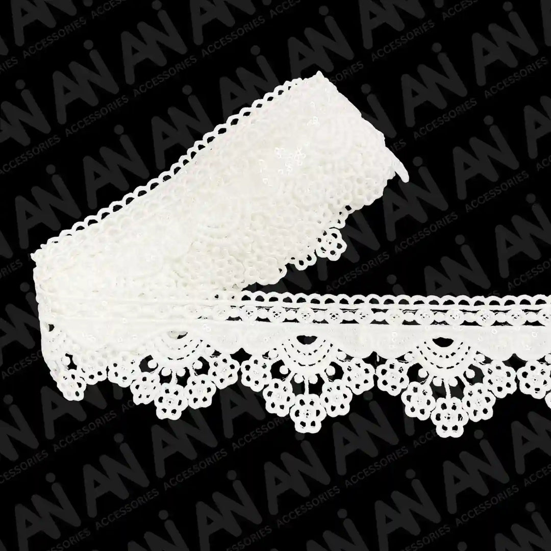 Multiple Flower Sequins Lace Design | 2 Meter