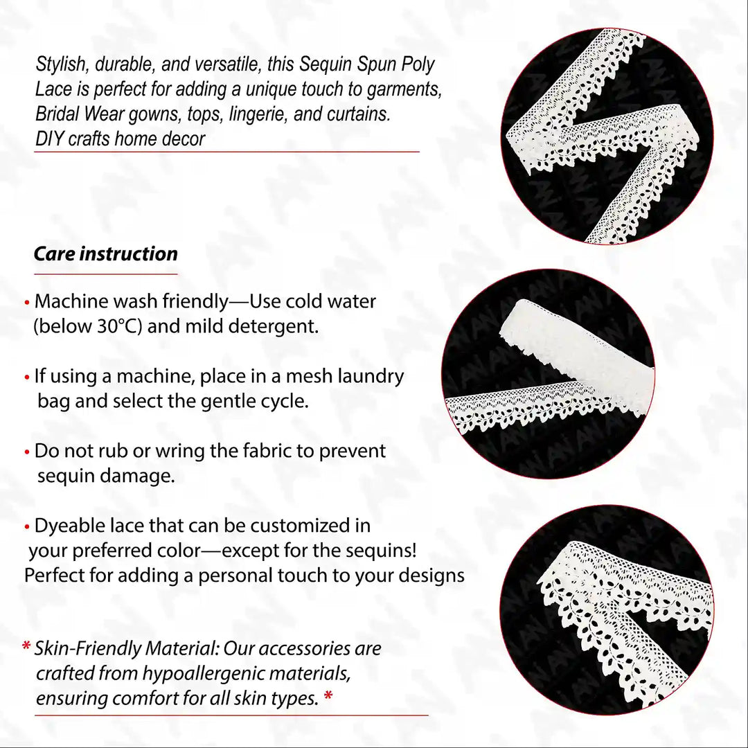 Chris Cross Leaves Style Sequins Lace | 2 Meter