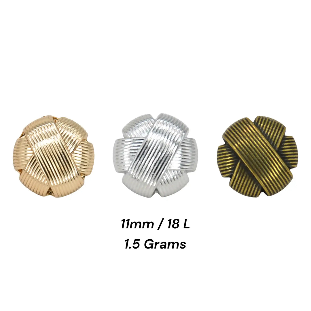 Classic Knot Design with Ribbed Texture Metal Button | 11mm (18L)