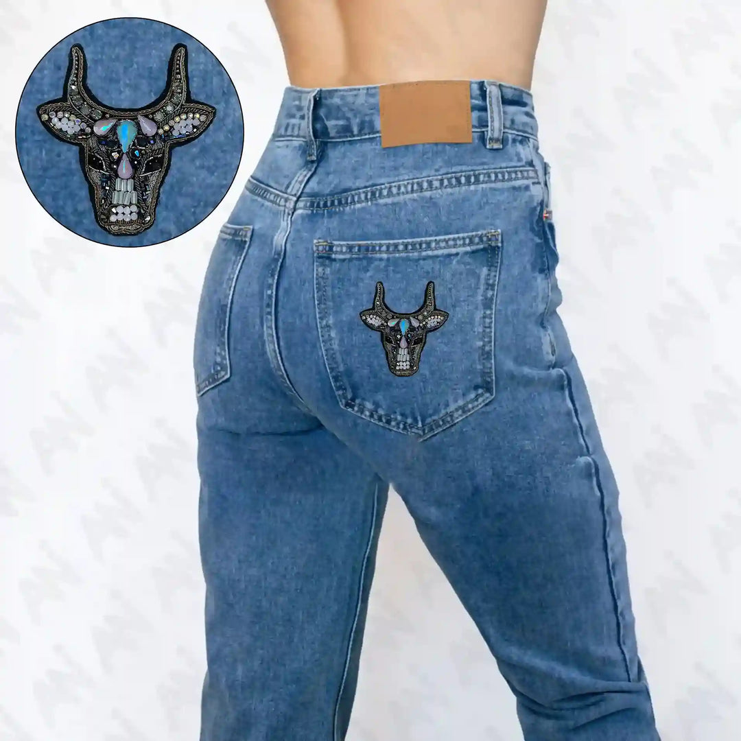 Beaded Bull Head Patch