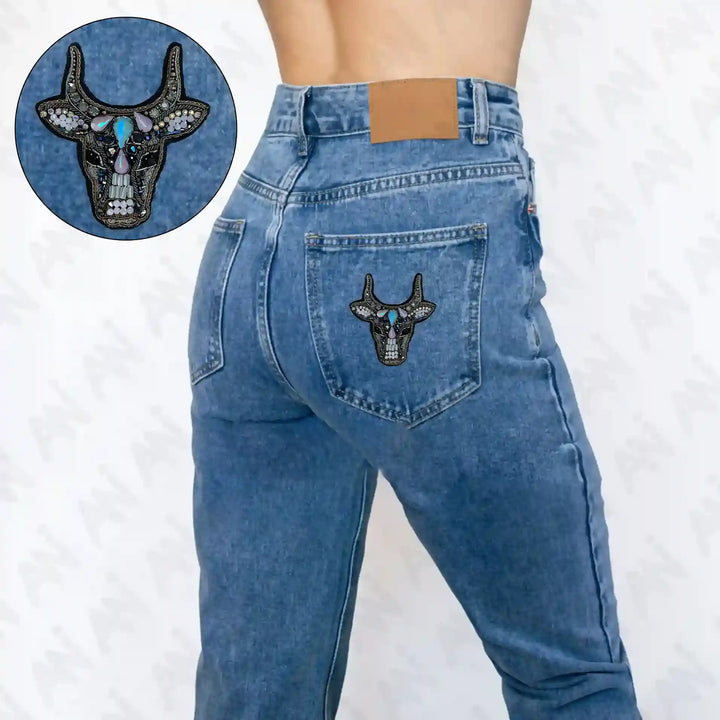 Beaded Bull Head Patch