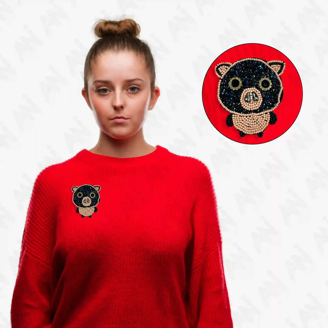 Beaded Pig Face Patch