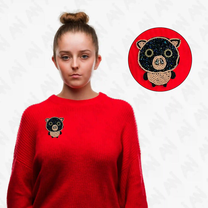 Beaded Pig Face Patch