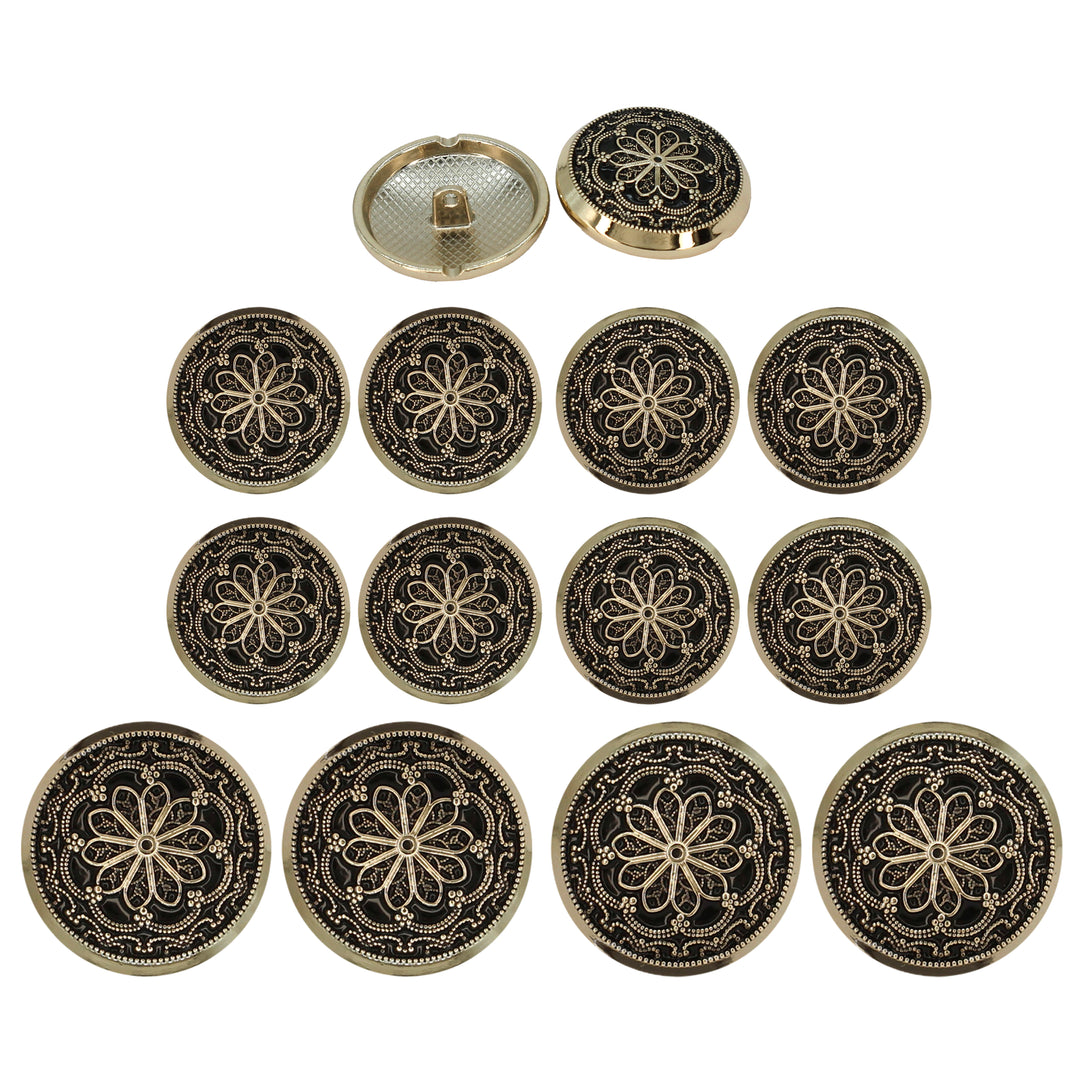 Gold and Black Floral Buttons