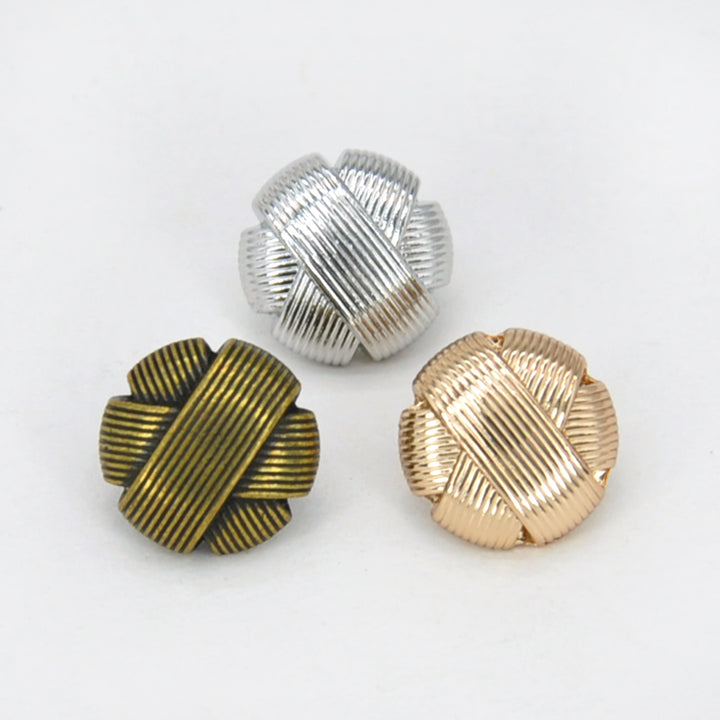 Classic Knot Design with Ribbed Texture Metal Button | 11mm (18L)