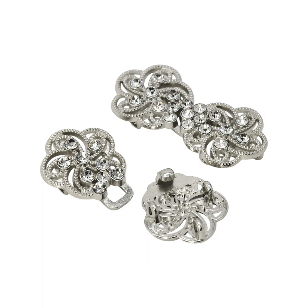 Floral Rhinestone Frog Closure Buttons