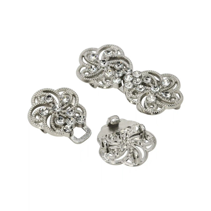 Floral Rhinestone Frog Closure Buttons