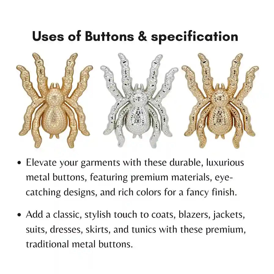 Spider Shaped Metal Buttons