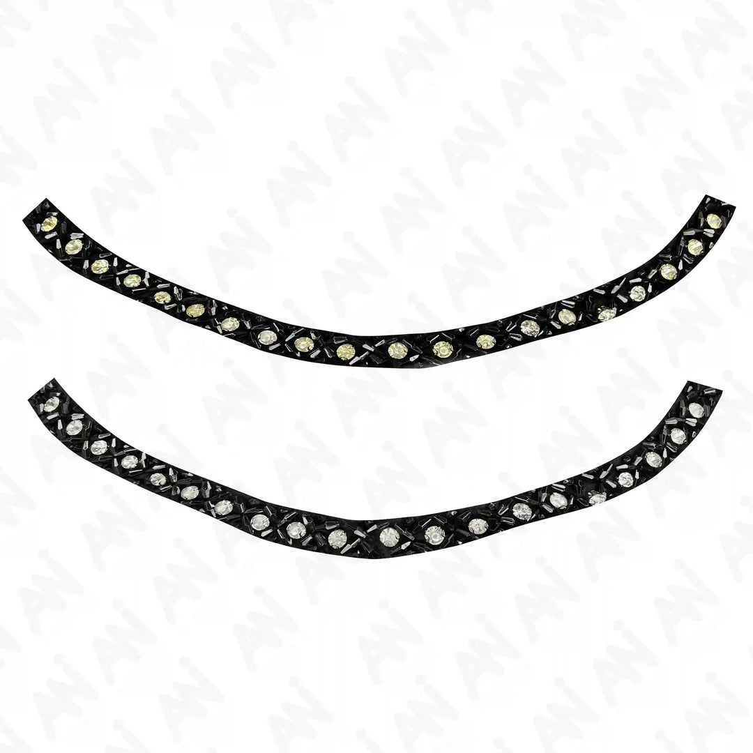 Black and Crystal Boat Neckline
