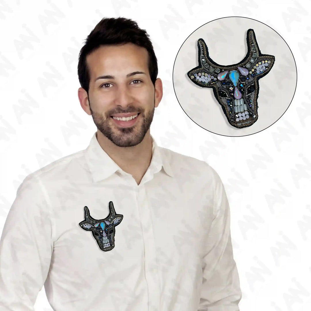 Beaded Bull Head Patch