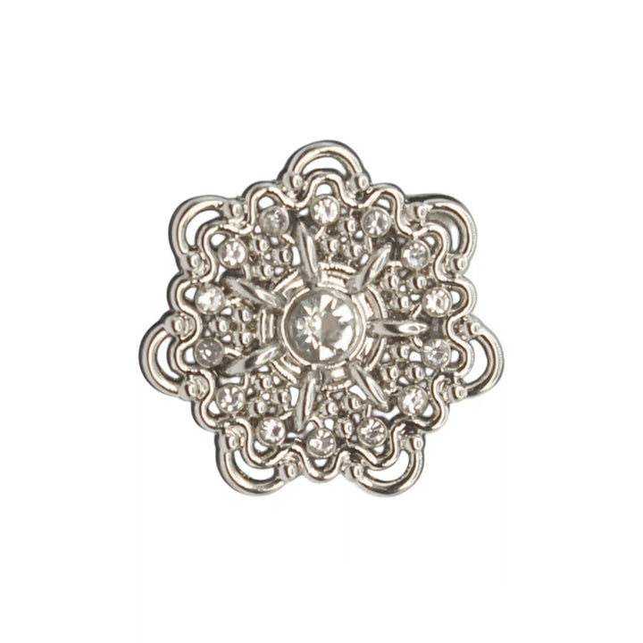 Gold Floral Metal Button with Diamond and Pearl Accents