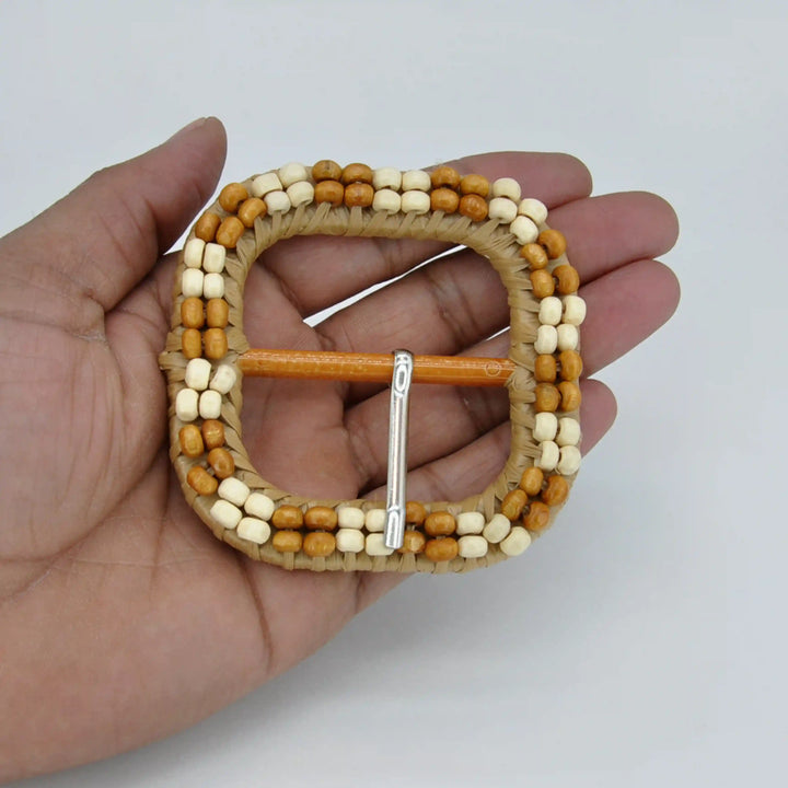 Two-Tone Raffia Wrapped Buckle