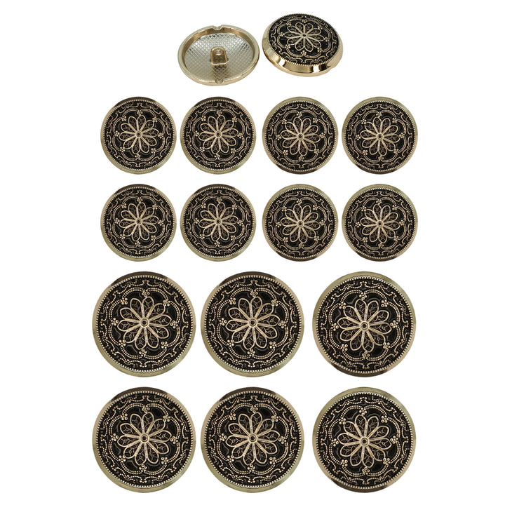 Gold and Black Floral Buttons