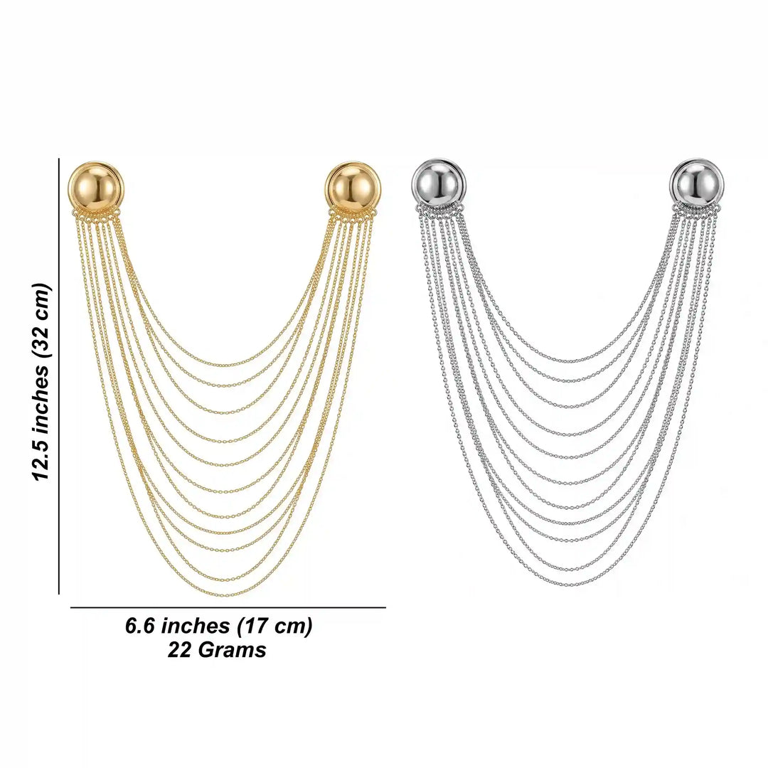 Layered Chain Brooch for Blazer – Pin Tassel Brooch