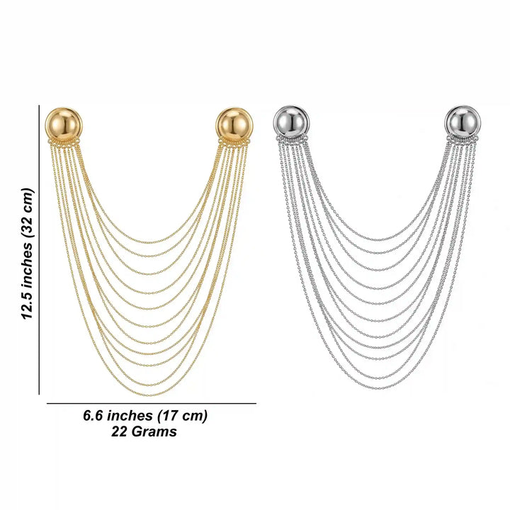 Layered Chain Brooch for Blazer – Pin Tassel Brooch