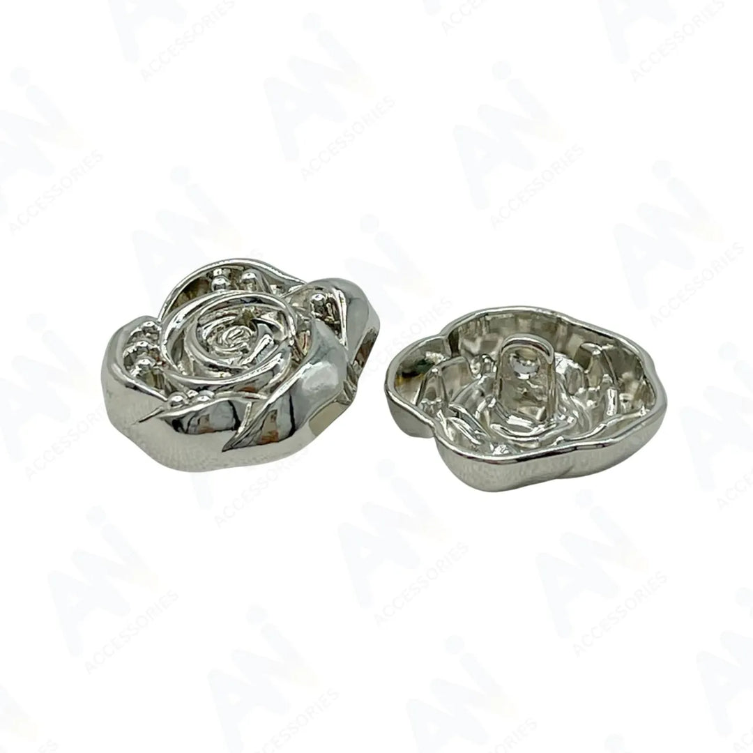 Decorative Rose Metal Buttons | 11mm(17L), 18mm(28L) & 23mm(36L)