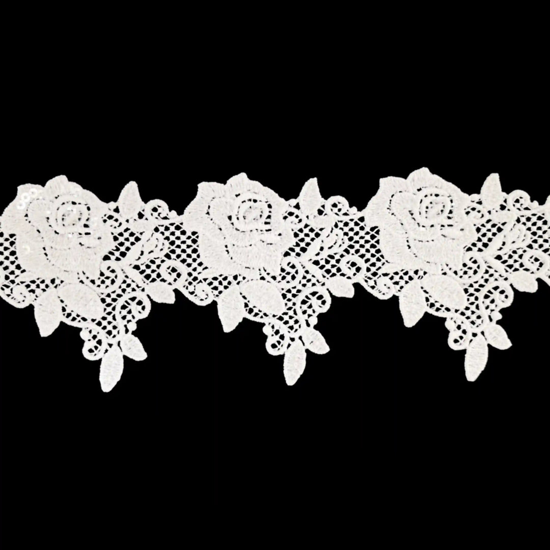 Detailed Rose Design Sequins Lace | 2 Meter