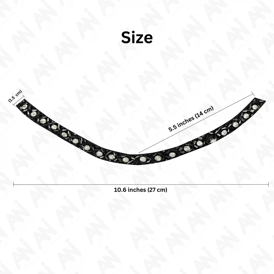 Black and Crystal Boat Neckline