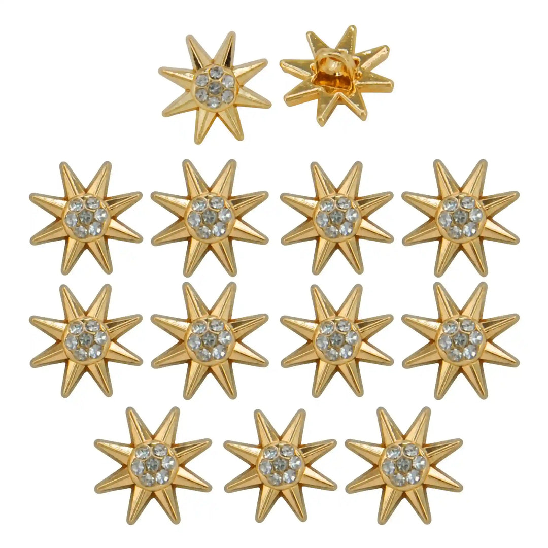 Sunburst Design Rhinestone 12mm Shirt Buttons