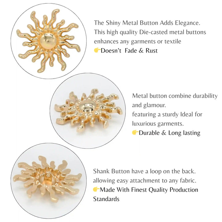 Golden Sun Metal Buttons