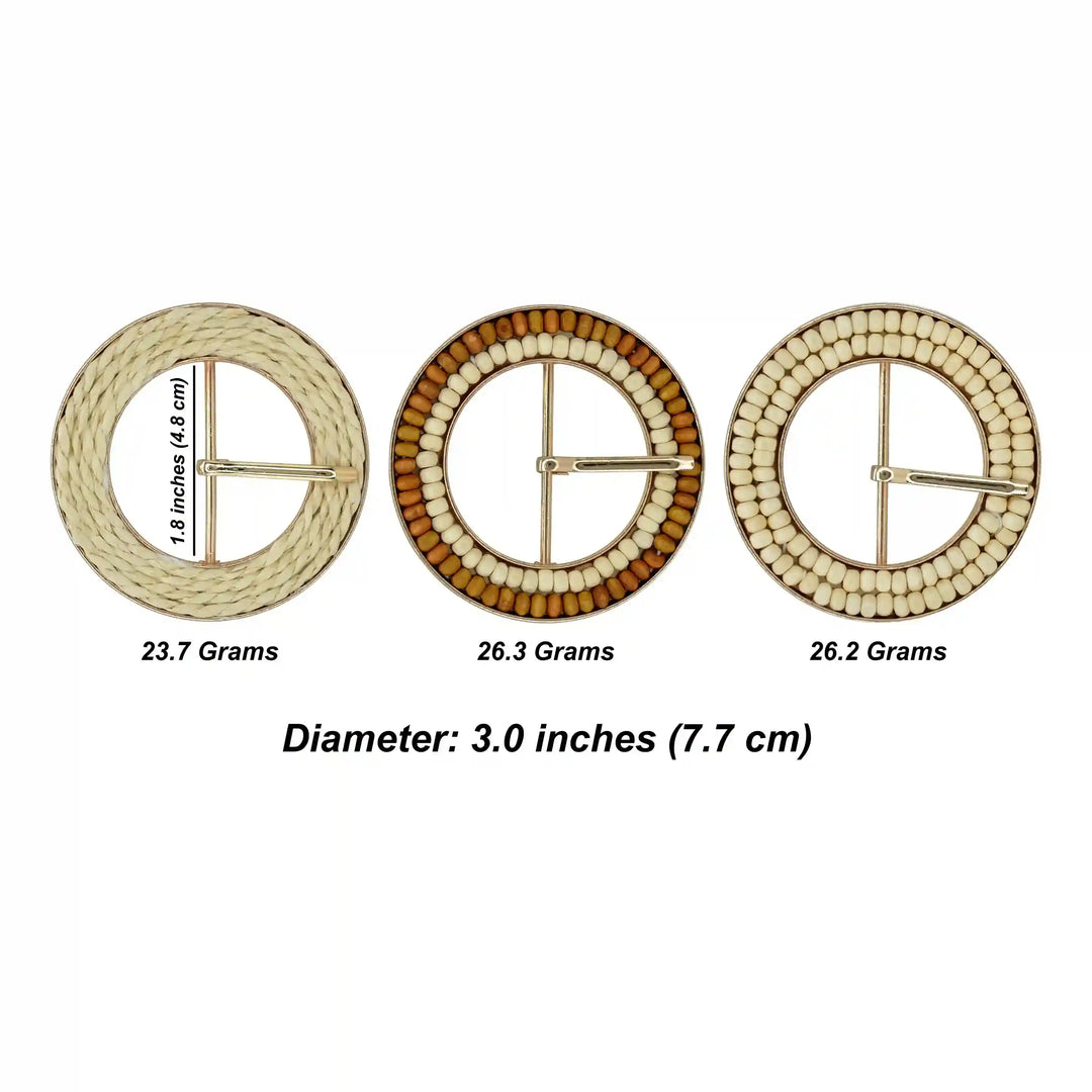 Beaded Geometric Raffia Buckle