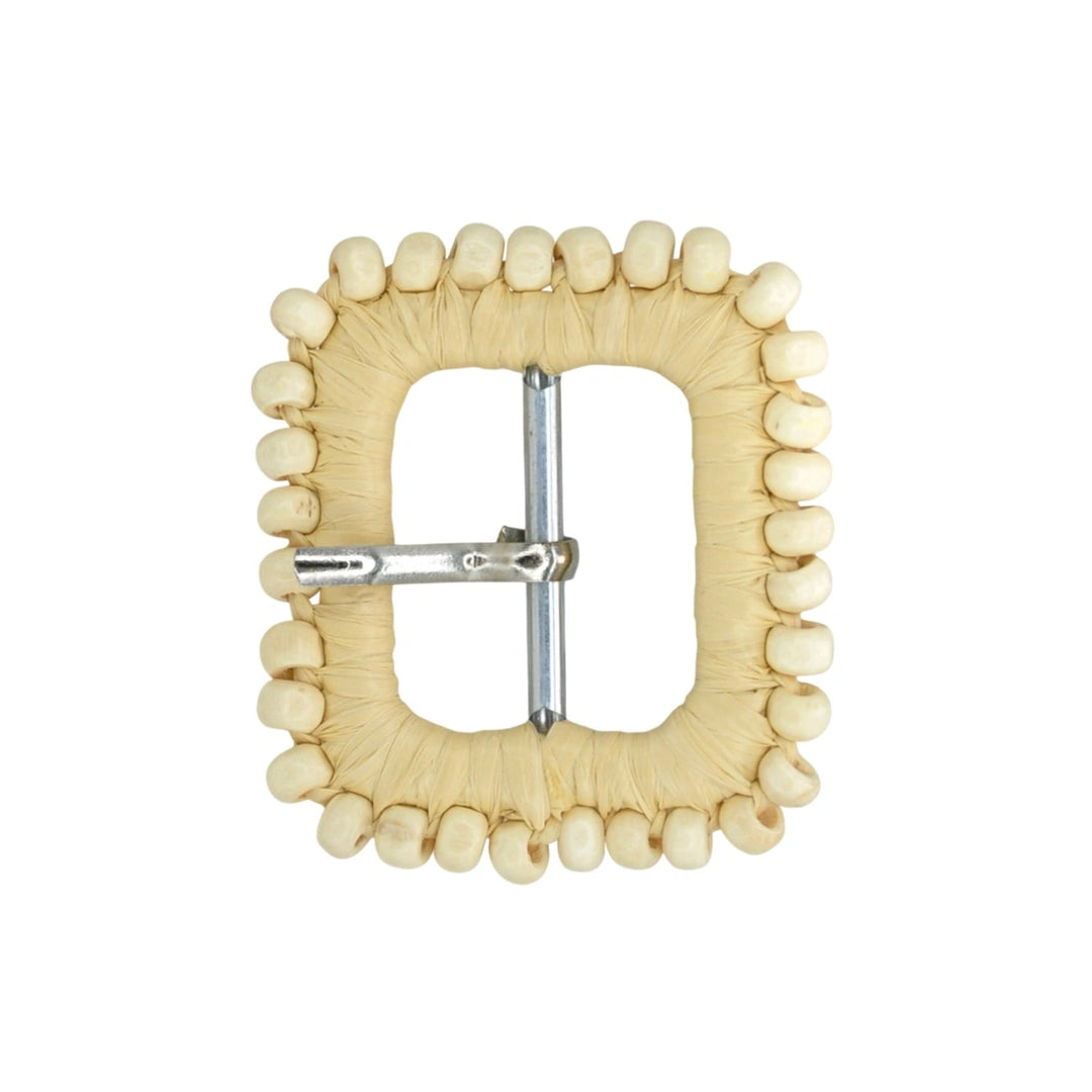 Rectangular Handwoven Straw Raffia Buckle | 2 inches & 3.3 inches