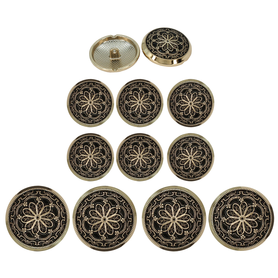 Gold and Black Floral Buttons