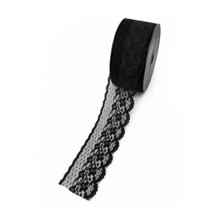 Black Scalloped Floral Lace | 5 Meters | SKU-B22