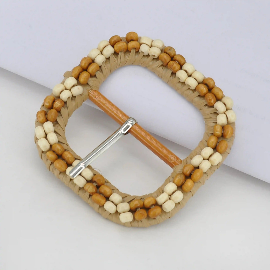 Two-Tone Raffia Wrapped Buckle