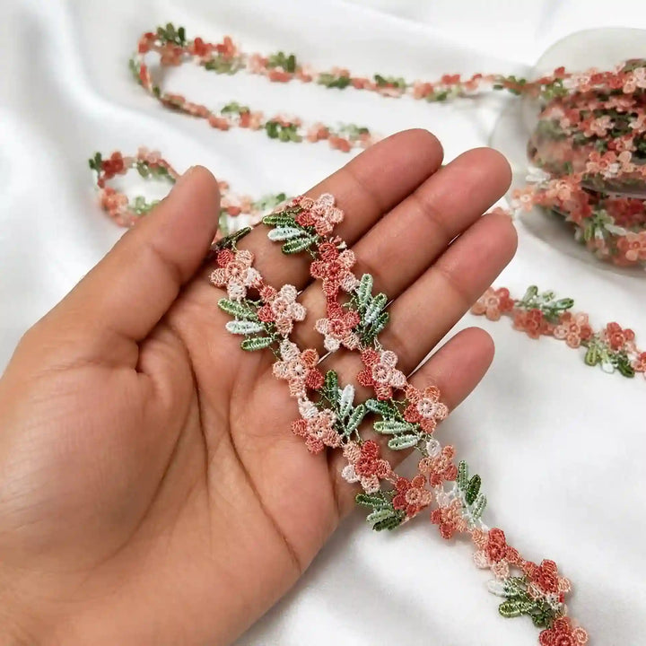 Multicolor Floral and Leaf Lace