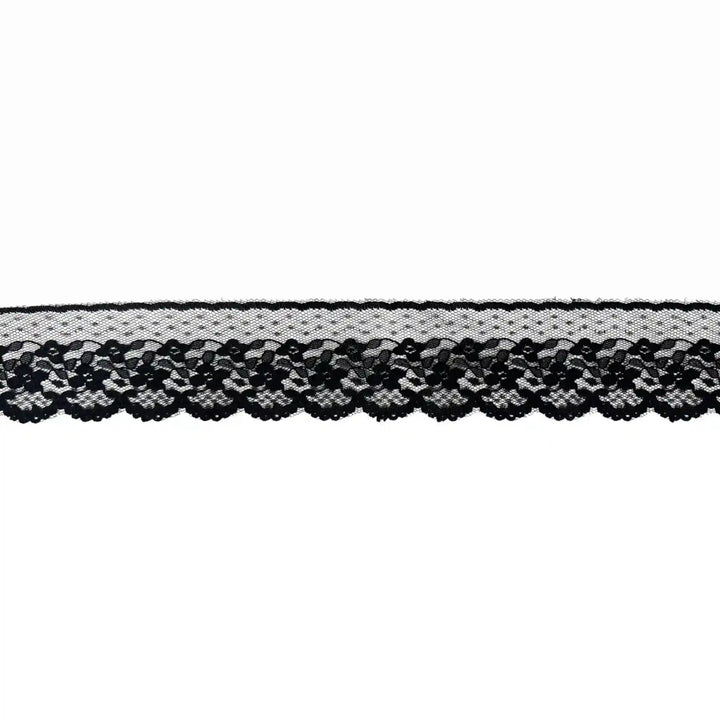 Black Scalloped Floral Lace | 5 Meters | SKU-B22