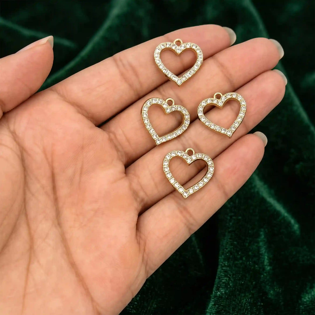 Rhinestone Open Heart Pendant