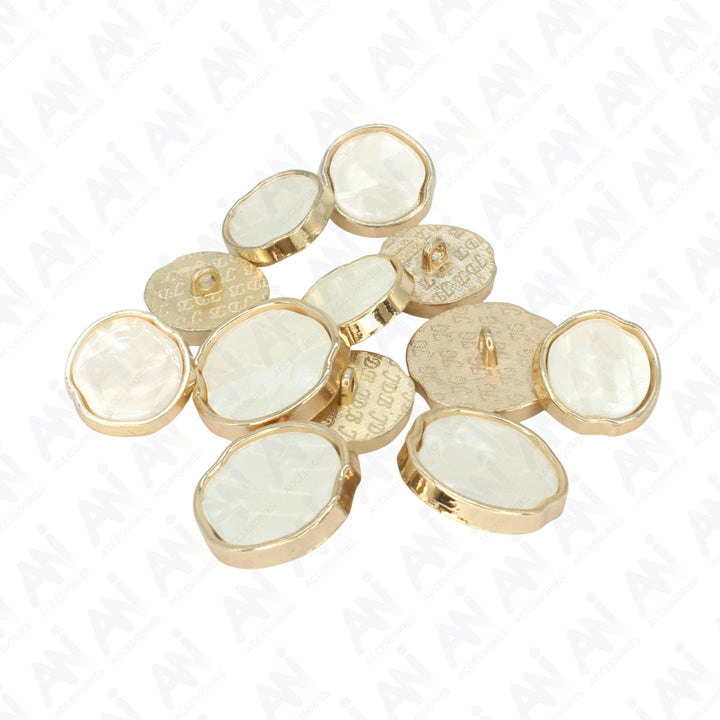 Wavy Pearl Gold Metal Button