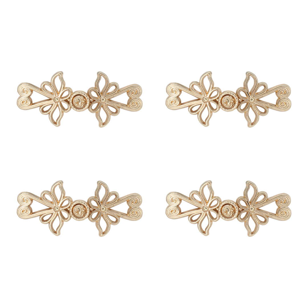 Golden Blossoms Frog Closure Metal Buttons