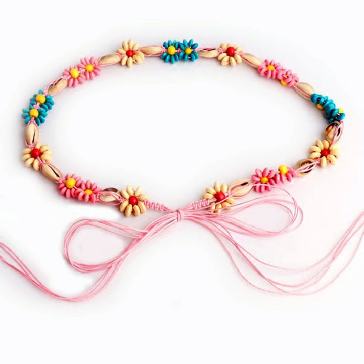 Multicolor flower with shell cord belt