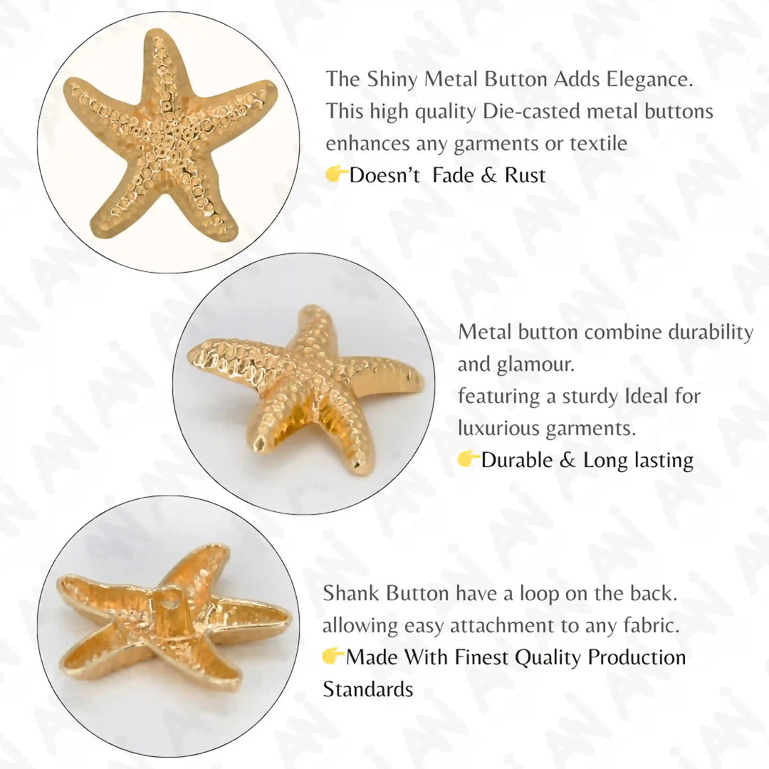 Sea Inspired Star Metal Buttons | 20 & 38mm