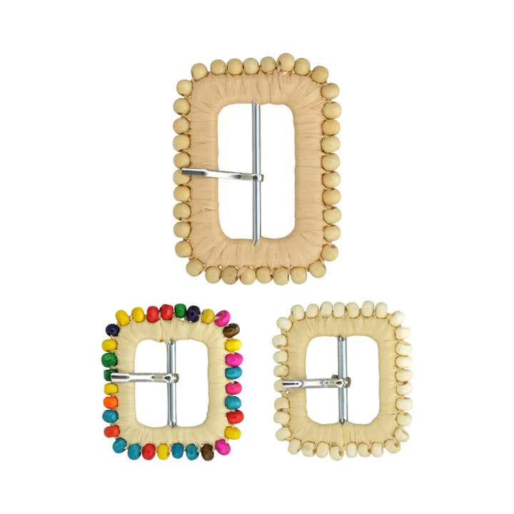 Rectangular Handwoven Straw Raffia Buckle | 2 inches & 3.3 inches