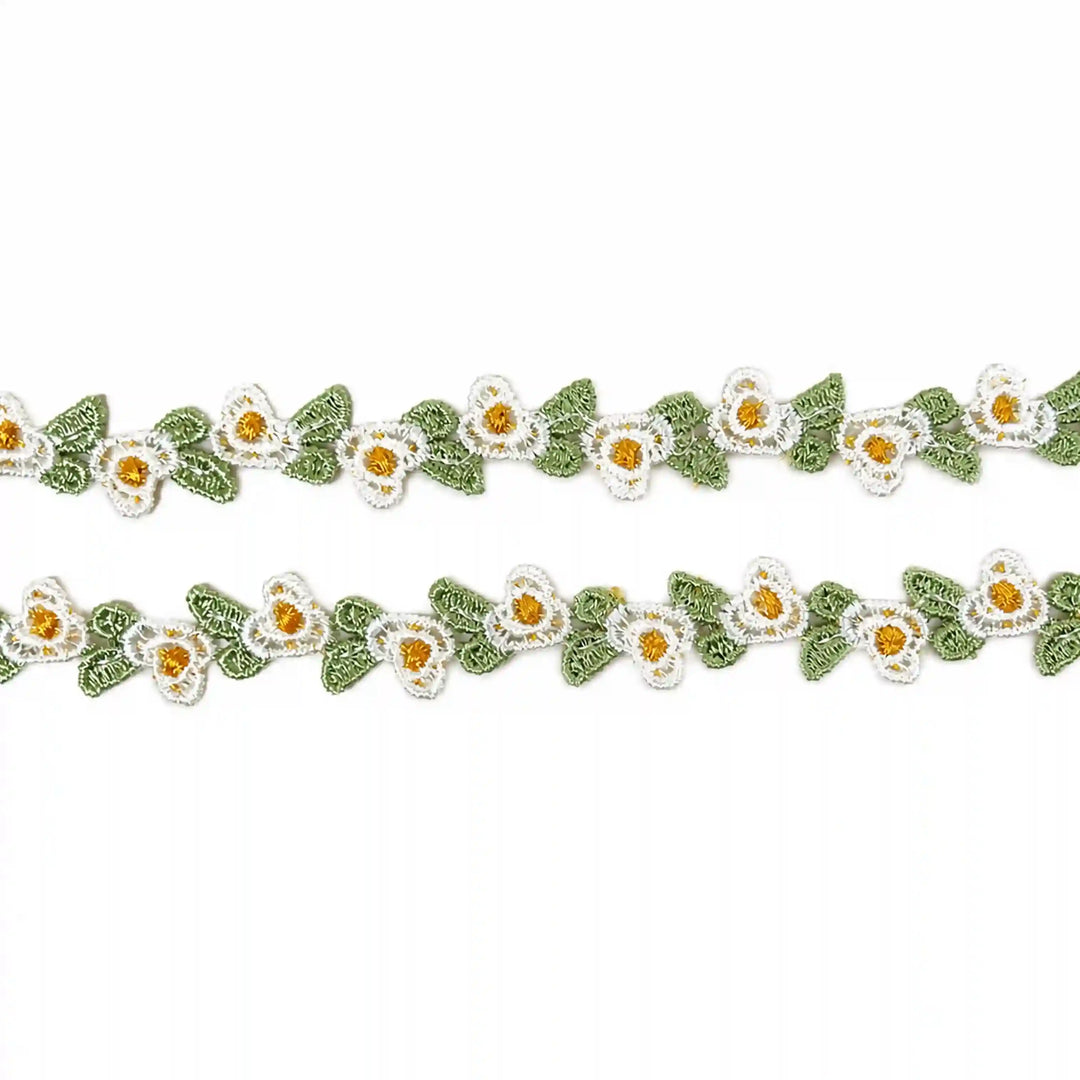 Green White Floral Lace