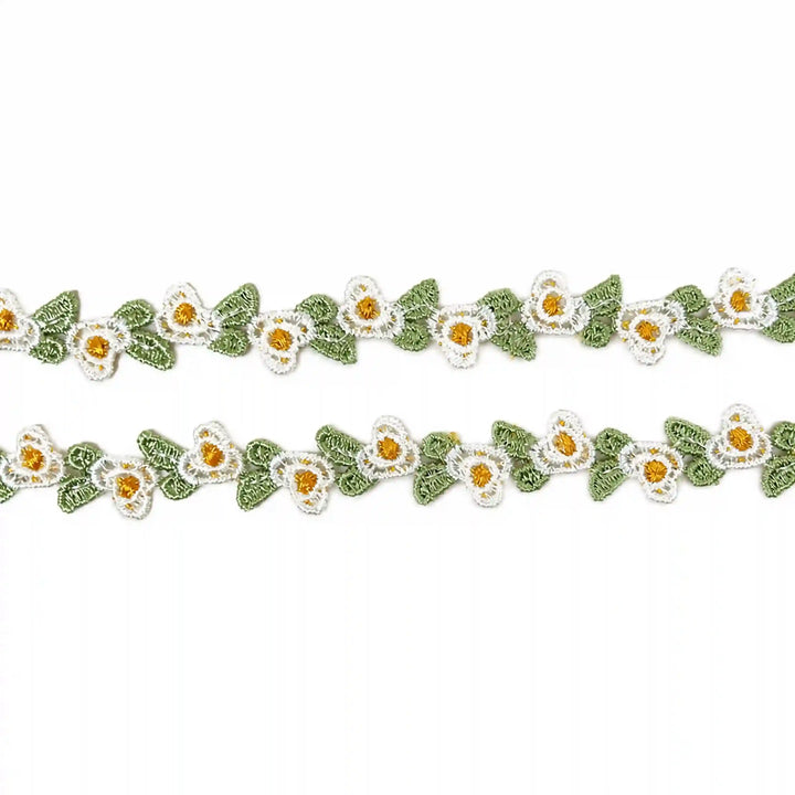 Green White Floral Lace