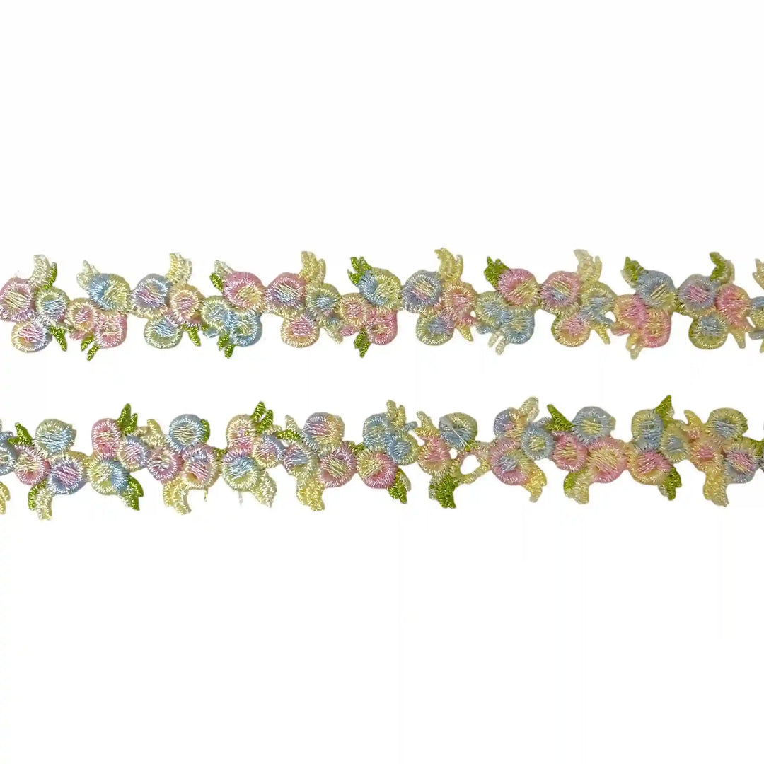 Pastel Floral Embroidered Lace