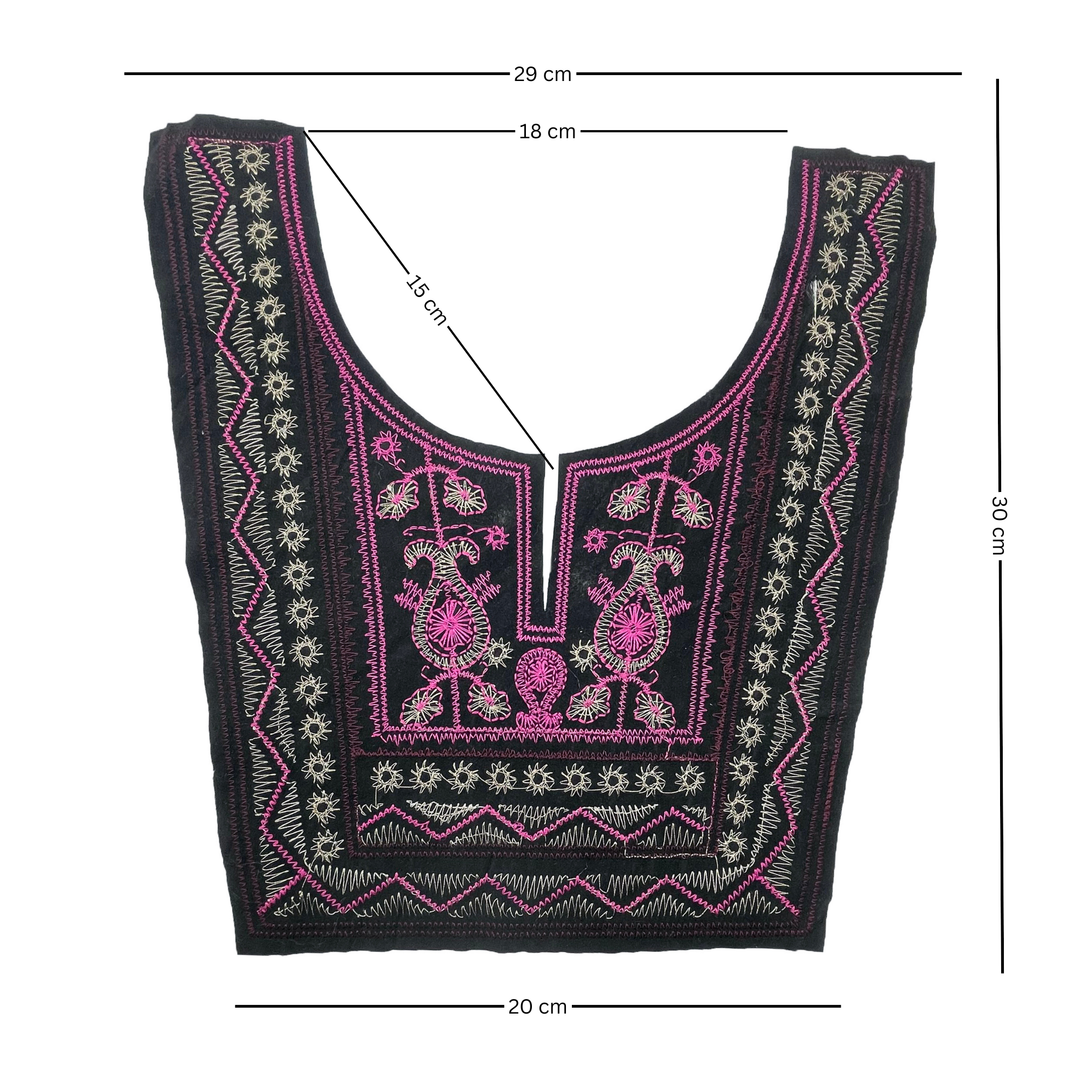 Black color with multicolor design classy embroidered neckline