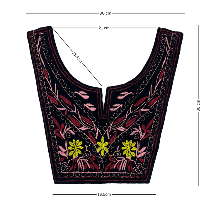 Embroidered Elegance floral and leafy neckline