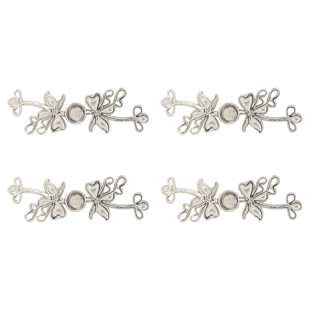 Lily flower silver Frog closure Pearl Buttons