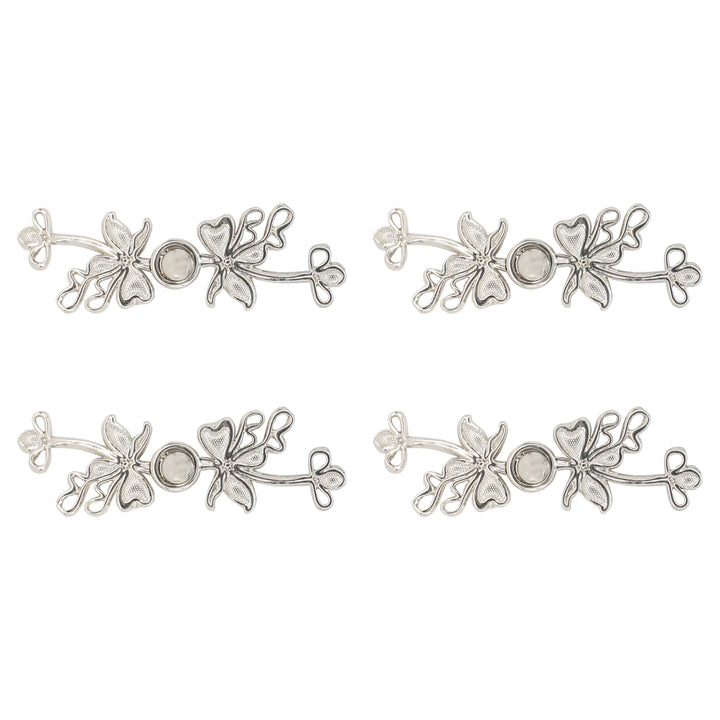 Lily flower silver Frog closure Pearl Buttons