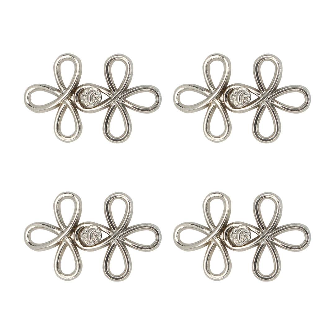 Four-leaf clover-shaped frog closure metal button