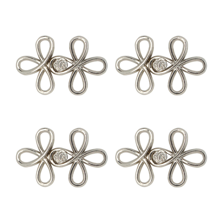 Four-leaf clover-shaped frog closure metal button