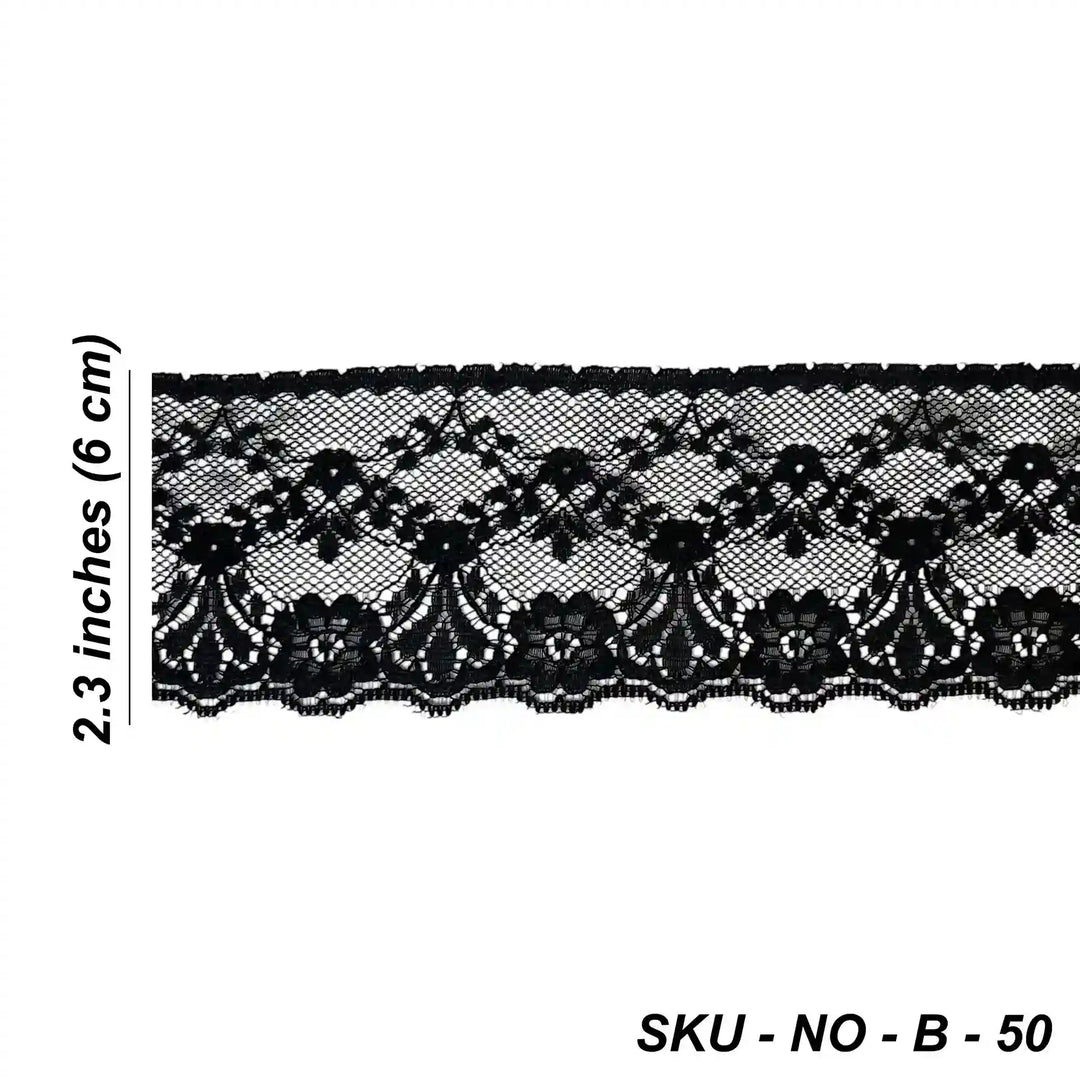 Black Elegant Floral Lace | 5 Meters | SKU-B50